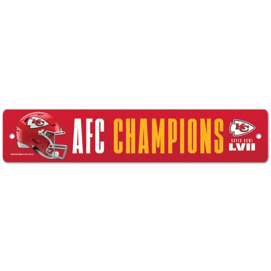 KANSAS CITY CHIEFS 2022 AFC CONFERENCE CHAMPIONS 3.75" X19" STREET SIGN
