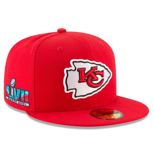 KANSAS CITY CHIEFS 2022 SUPER BOWL LVII PARCHE LATERAL 59FIFTY SOMBRERO AJUSTADO