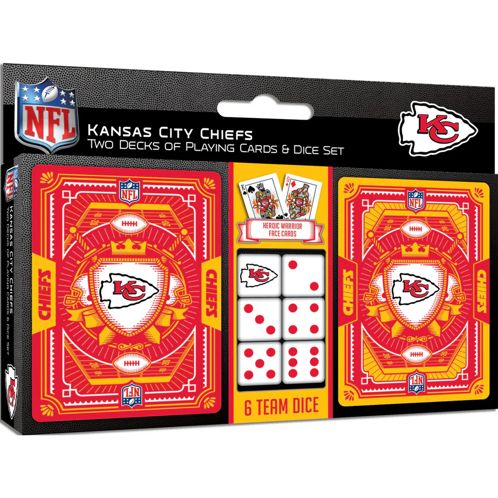 KANSAS CITY CHIEFS 2PK JUEGO DE TARJETAS Y DADOS