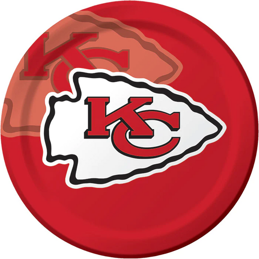 PLATOS DE FIESTA DE KANSAS CITY CHIEFS - 8 CUENTAS