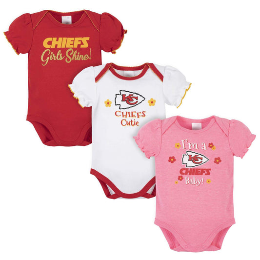 BODY PARA NIÑA INFANTIL KANSAS CITY CHIEFS PACK DE 3