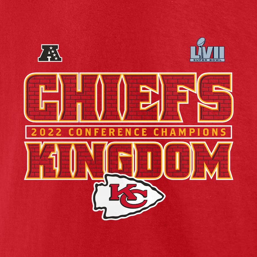 CAMISETA CON LEMA DEL EQUIPO DE CAMPEONES DE LA CONFERENCIA DE LA AFC 2022 PARA HOMBRE DE KANSAS CITY CHIEFS