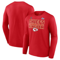 KANSAS CITY CHIEFS CAMISETA DE MANGA LARGA PARA HOMBRE 2022 AFC CONFERENCE CHAMPS TEAM SLOGAN T-SHIRT