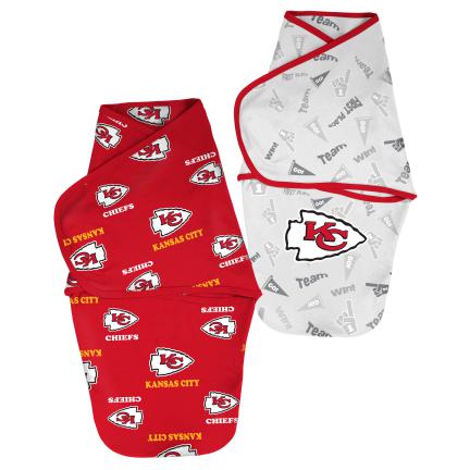 KANSAS CITY CHIEFS NEWBORN 2-PACK WRAP SWADDLE SET