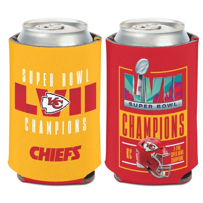 KANSAS CITY CHIEFS SUPER BOWL LVII CHAMPIONS CAMPEÓN ENFRIADOR DE LATAS DE 12 OZ