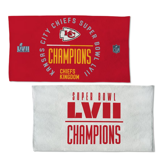 KANSAS CITY CHIEFS SUPER BOWL LVII CHAMPIONS VESTUARIO 22" X 42" TOALLA DE 2 CARAS