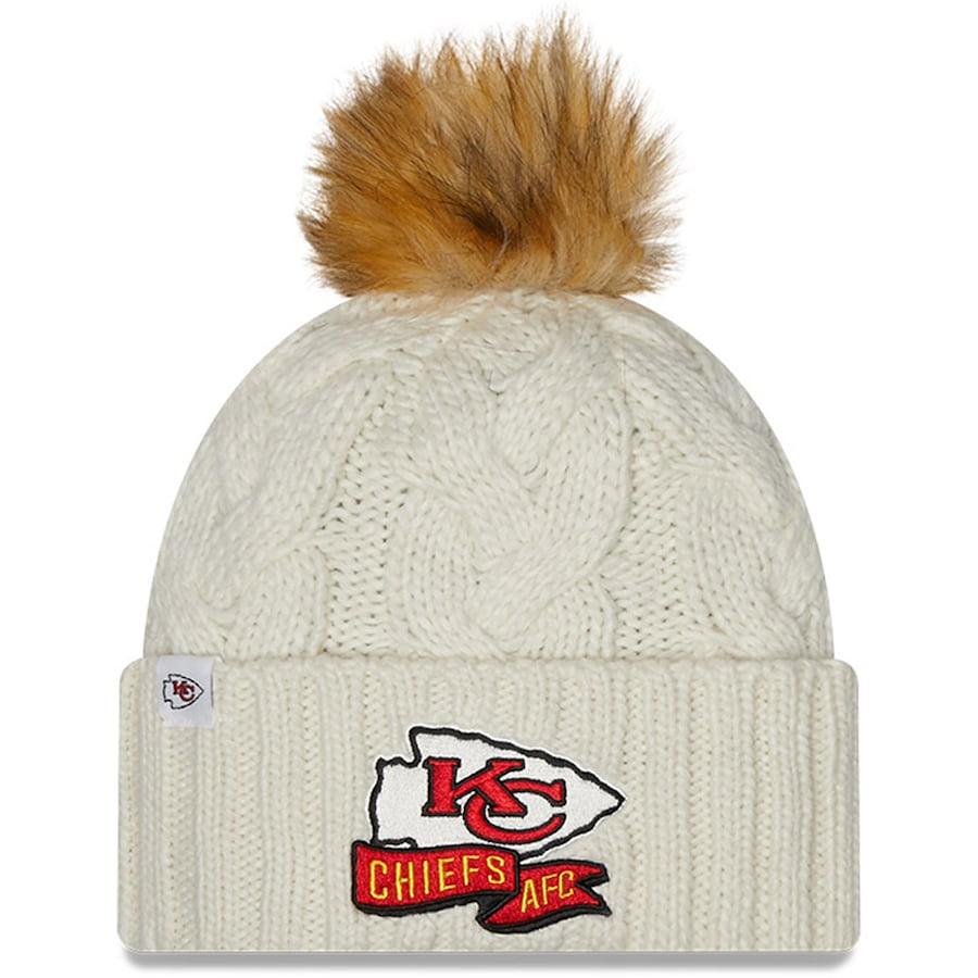 KANSAS CITY CHIEFS WOMEN'S 2022 SIDELINE CUFFED KNIT - CREAM