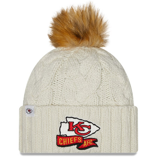 KANSAS CITY CHIEFS WOMEN'S 2022 SIDELINE CUFFED KNIT - CREAM