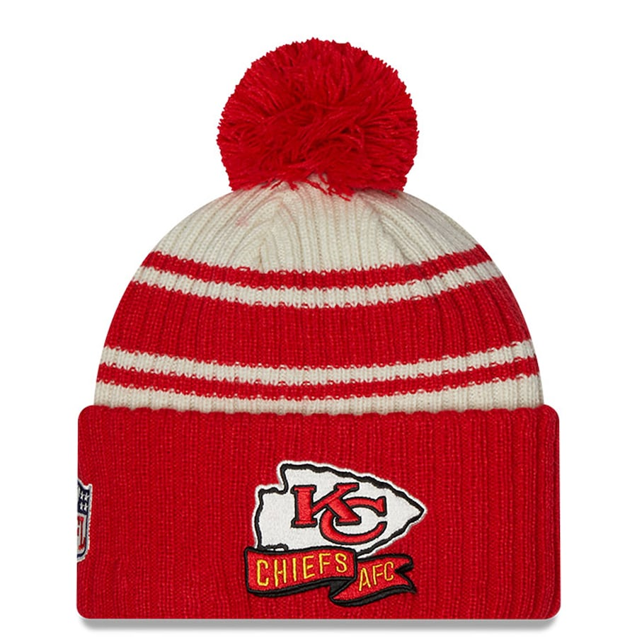 KANSAS CITY CHIEFS YOUTH 2022 SIDELINE SPORT CUFFED POM KNIT