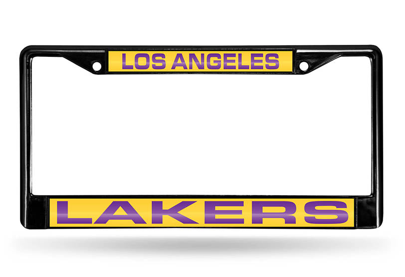 LOS ANGELES LAKERS BLACK LASER LICENSE PLATE FRAME
