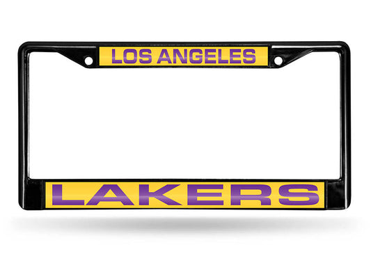 LOS ANGELES LAKERS BLACK LASER LICENSE PLATE FRAME