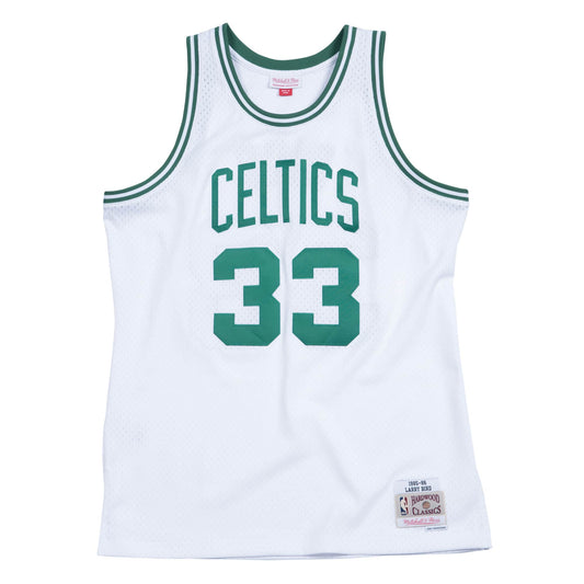 LARRY BIRD HOMBRE MITCHELL &amp; NESS BLANCO 85-86' JERSEY SWINGMAN