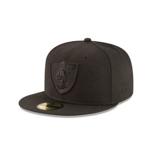 LAS VEGAS RAIDERS NEGRO SOBRE NEGRO LOGOTIPO BÁSICO 59FIFTY AJUSTADO