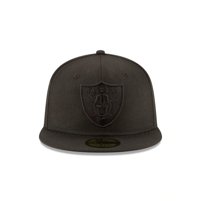 LAS VEGAS RAIDERS NEGRO SOBRE NEGRO LOGOTIPO BÁSICO 59FIFTY AJUSTADO