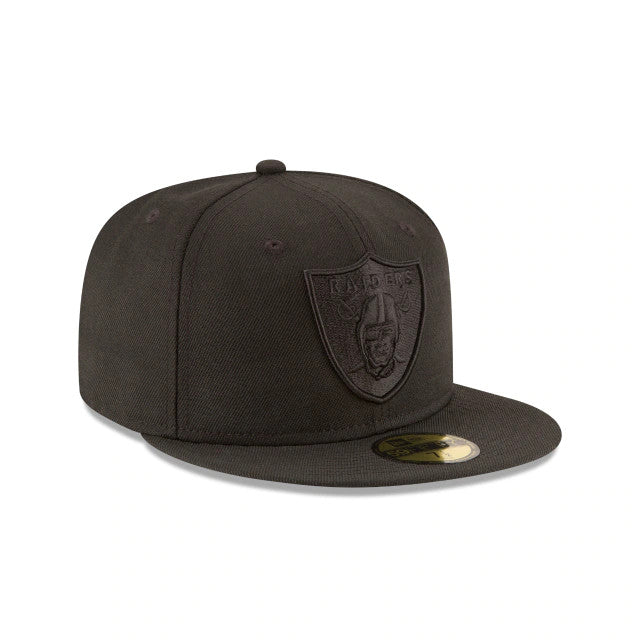 LAS VEGAS RAIDERS NEGRO SOBRE NEGRO LOGOTIPO BÁSICO 59FIFTY AJUSTADO