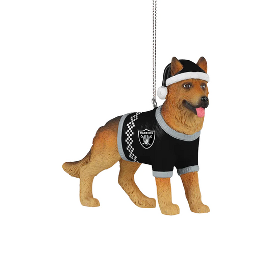 LAS VEGAS RAIDERS GERMAN SHEPHERD CHRISTMAS ORNAMENT