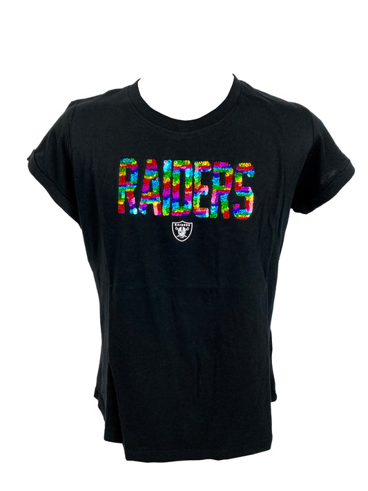 LAS VEGAS RAIDERS GIRLS SEQUINS T-SHIRT