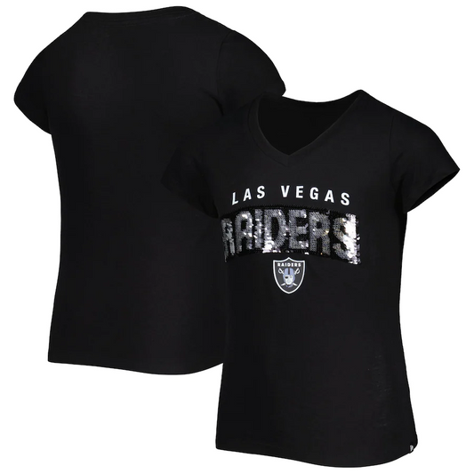 LAS VEGAS RAIDERS GIRLS SEQUINS TEE