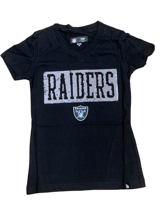 LAS VEGAS RAIDERS  GIRLS TEAM SEQUINS T-SHIRT