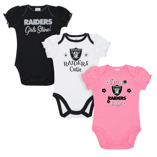 BODY INFANTIL NIÑA LAS VEGAS RAIDERS PACK DE 3