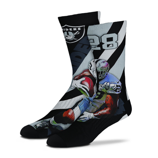 LAS VEGAS RAIDERS CALCETINES JOSH JACOBS PLAYER STRIPE UNISEX 