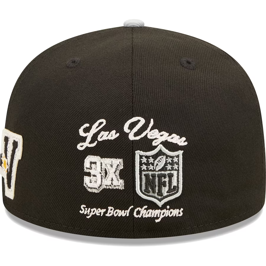 LAS VEGAS RAIDERS LETTERMAN 59FIFTY FITTED HAT - BLACK/GRAY