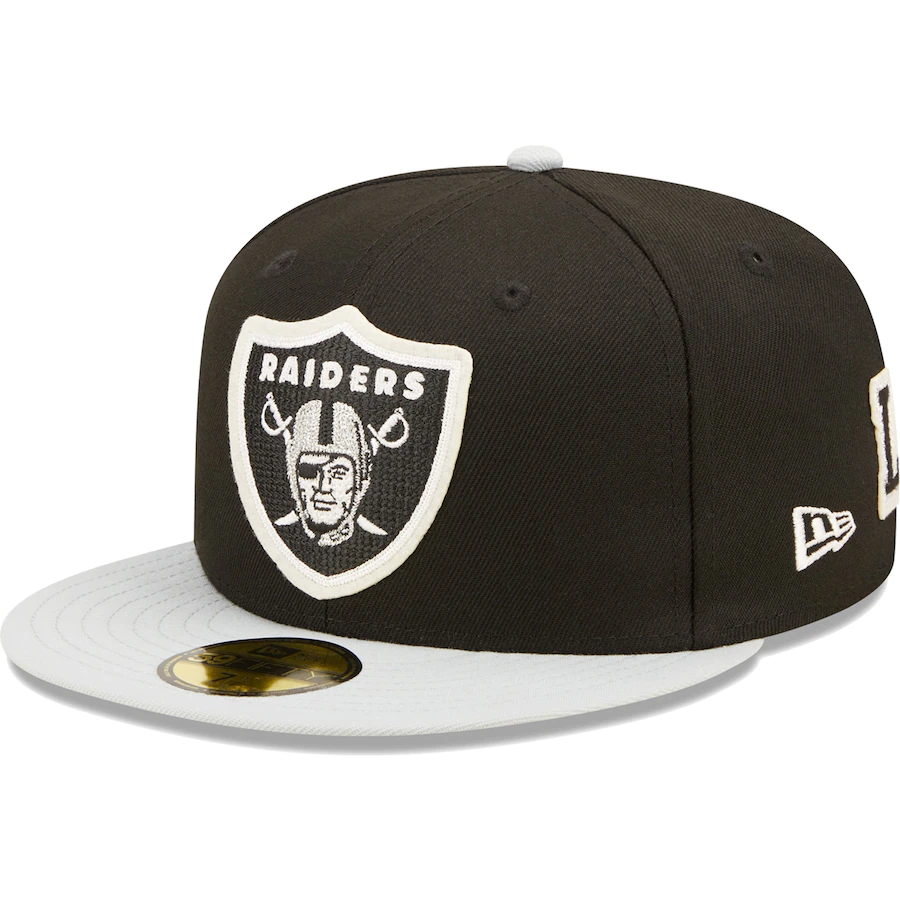 LAS VEGAS RAIDERS LETTERMAN 59FIFTY FITTED HAT - BLACK/GRAY
