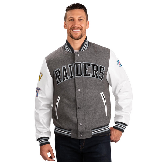 CHAQUETA CHALLENGER VARSITY PARA HOMBRE LAS VEGAS RAIDERS 