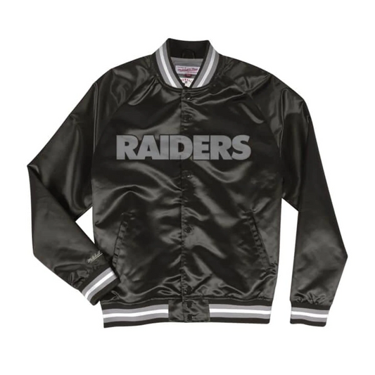 LAS VEGAS RAIDERS MEN'S LIGHTWEIGHT SATIN JACKET - BLACK