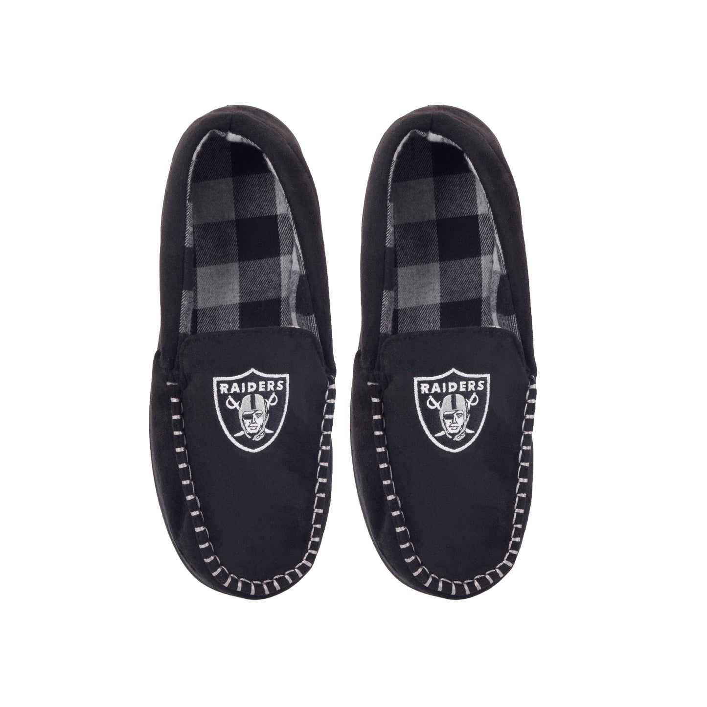 LAS VEGAS RAIDERS MEN'S MOCCASIN SLIPPERS