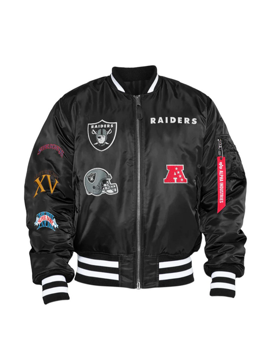 LAS VEGAS RAIDERS MEN'S NEW ERA ALPHA INDUSTRIES REVERSIBLE BOMBER JACKET