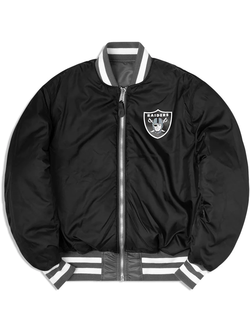 LAS VEGAS RAIDERS MEN'S NEW ERA ALPHA INDUSTRIES REVERSIBLE BOMBER JACKET