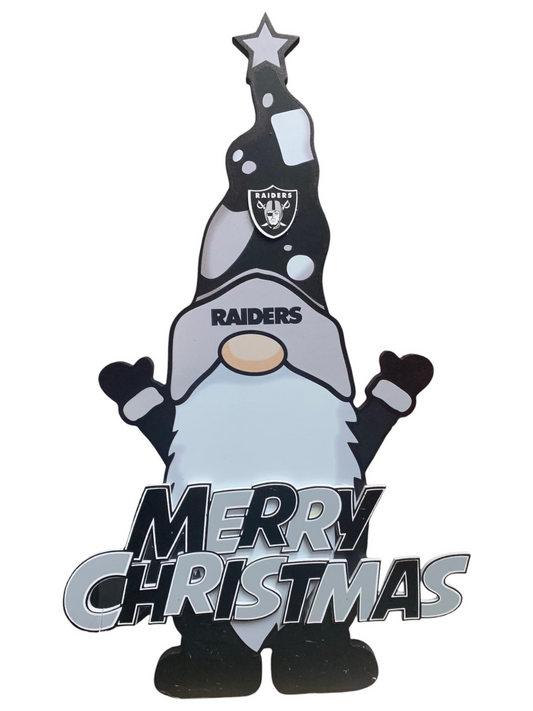 LAS VEGAS RAIDERS "MERRY CHRISTMAS" GNOME WALL SIGN