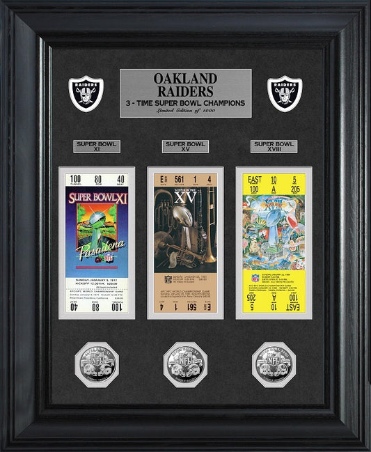 LAS VEGAS RAIDERS SUPER BOWL CHAMPIONS COLECCIÓN DE BOLETOS DE MONEDAS DE ORO DELUXE