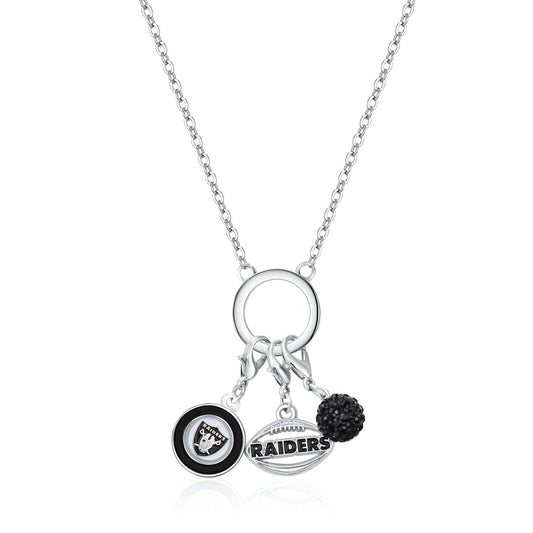 COLLAR CON TRIPLE CHARM DE LOS RAIDERS DE LAS VEGAS