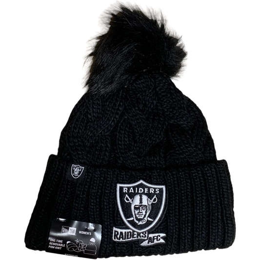 LAS VEGAS RAIDERS MUJER 2022 SIDELINE CUFFED KNIT - NEGRO/BLANCO