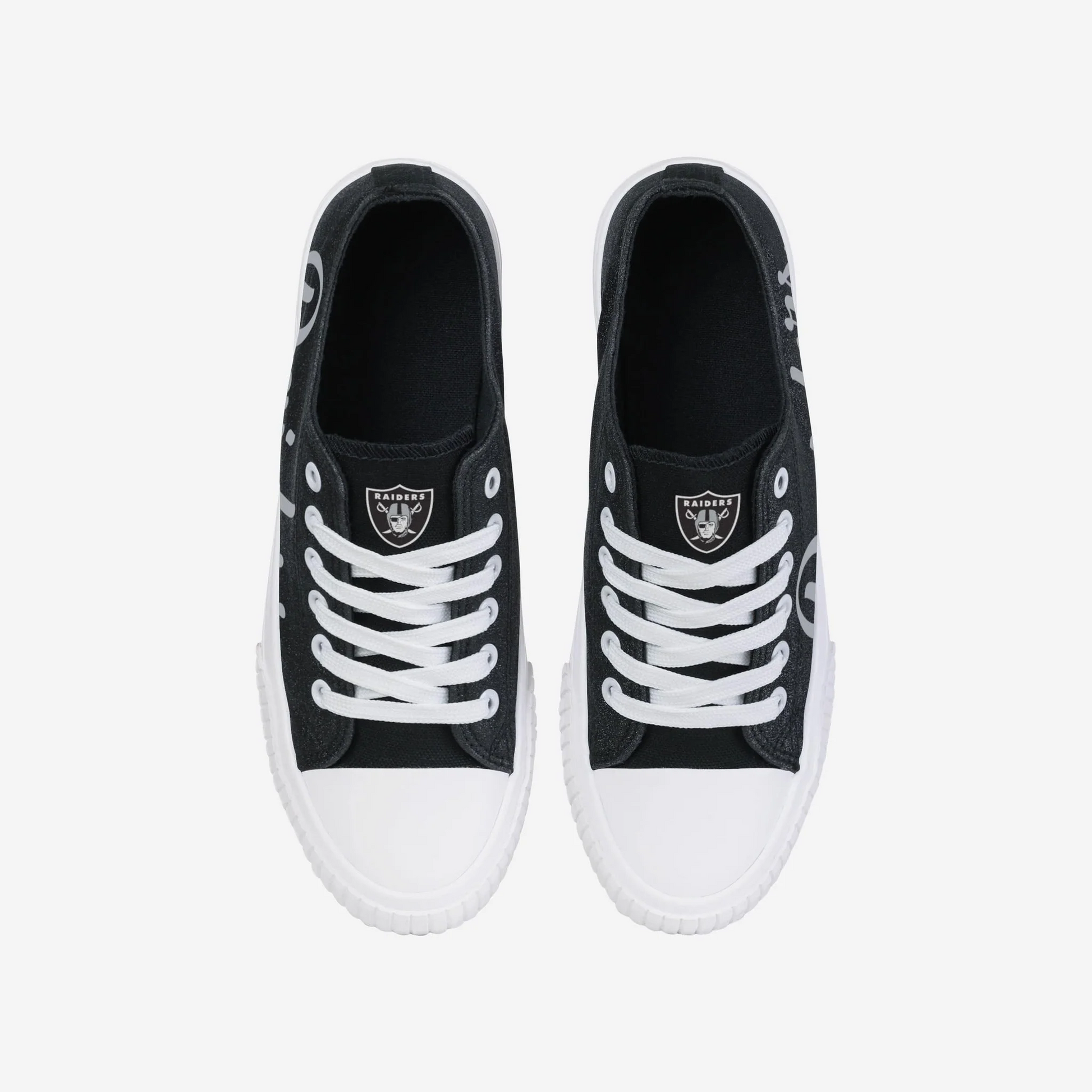 LAS VEGAS RAIDERS WOMEN S COLOR GLITTER LOW TOP SHOE JR S SPORTS
