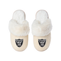 LAS VEGAS RAIDERS WOMEN'S CREAM FAUX FUR SLIPPERS