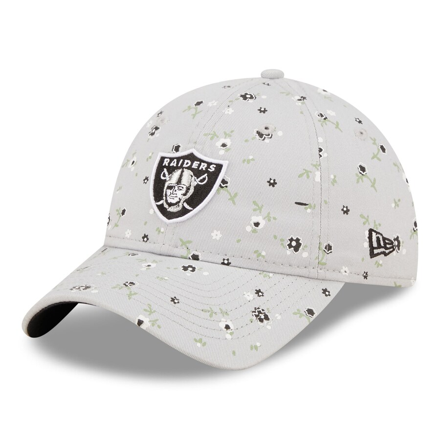 LAS VEGAS RAIDERS WOMEN'S FLORAL 9TWENTY ADJUSTABLE HAT - GRAY