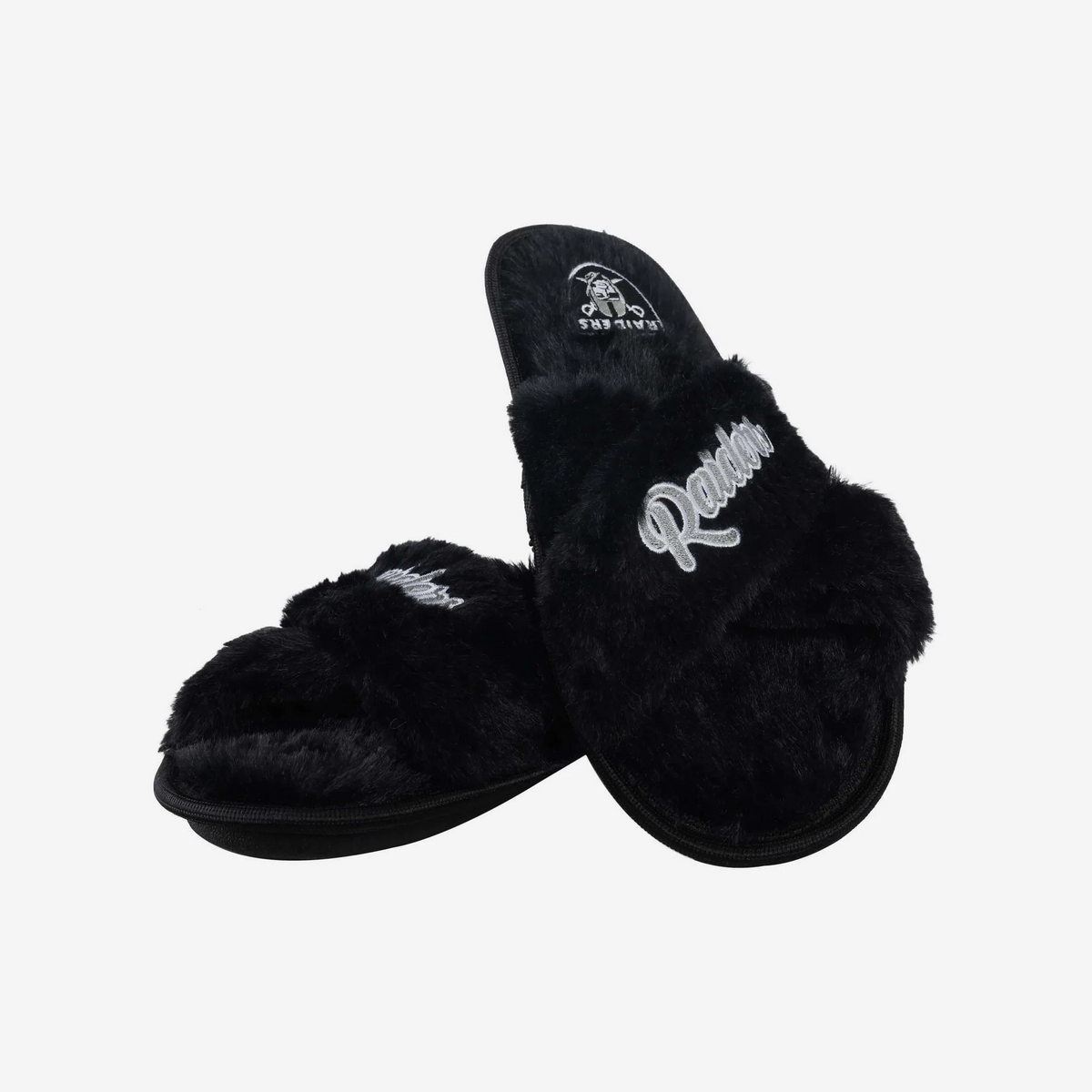 LAS VEGAS RAIDERS WOMEN'S SCRIPT CROSS SLIPPERS