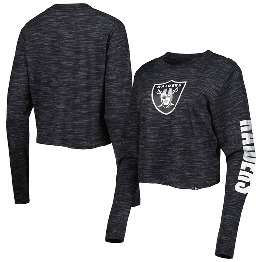 LAS VEGAS RAIDERS WOMEN'S SPACE DYE CROP TOP LONG SLEEVE TEE