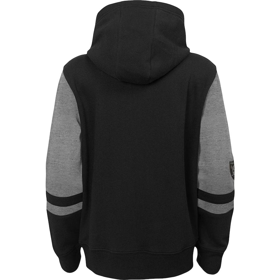 LAS VEGAS RAIDERS TAKE THE FIELD TRI-COLOR BLOCK HOODED FLEECE PULLOVE