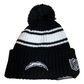 LOS ANGELES CHARGERS 2022 SIDELINE SPORT CUFFED POM KNIT -BLACK/WHITE