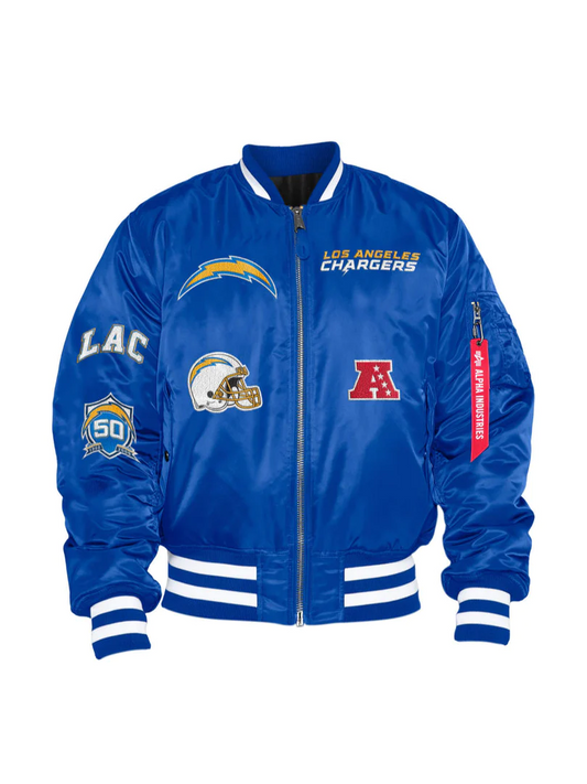 CHAQUETA BOMBER REVERSIBLE DE LOS ANGELES CHARGERS ALPHA INDUSTRIES