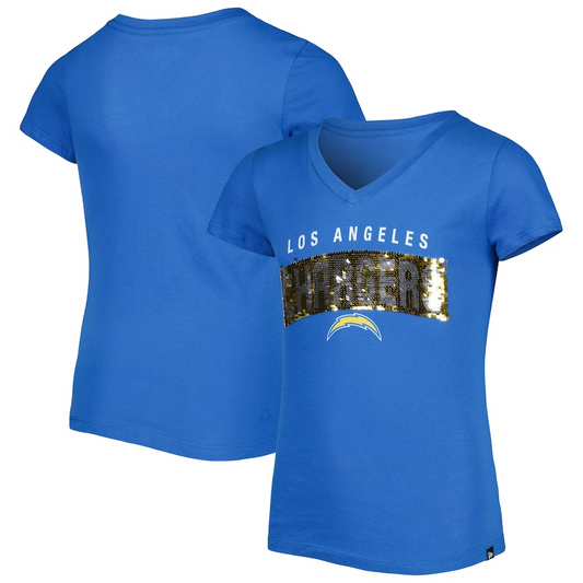 CAMISETA CON CUELLO EN V DE LENTEJUELAS CHICAS DE LOS ANGELES CHARGERS