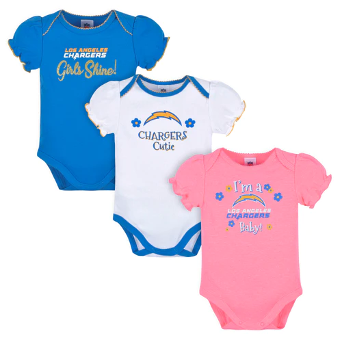 LOS ANGELES CHARGERS INFANT GIRLS 3PK BODYSUIT