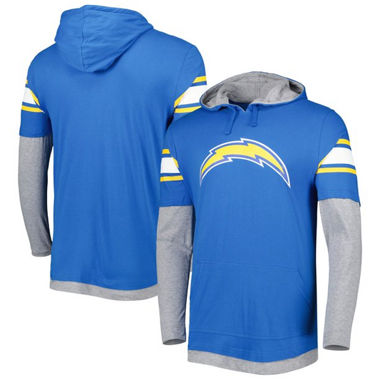 LOS ANGELES CHARGERS MEN'S LONG SLEEVE 2-TONE HOODIE SWEATSHIRT