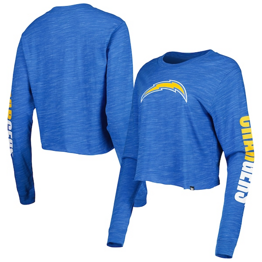 LOS ANGELES CHARGERS MUJER SPACE DYE CROP TOP MANGA LARGA