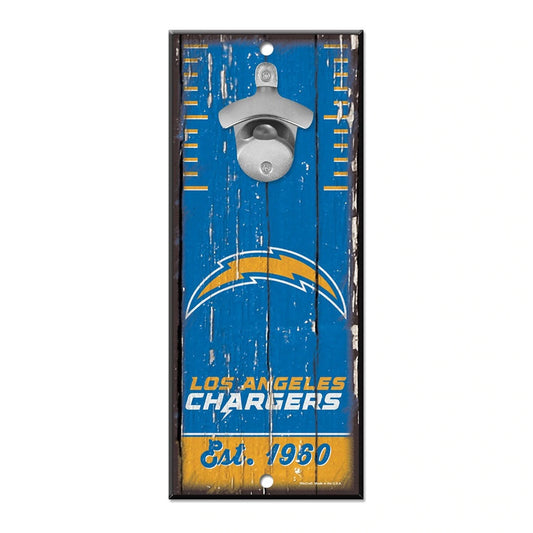 LOS ANGELES CHARGERS  WOOD WALL MOUNT BOTTLE OPENER