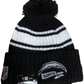LOS ANGELES CHARGERS YOUTH 2022 SIDELINE SPORT CUFFED POM KNIT -BLACK/WHITE